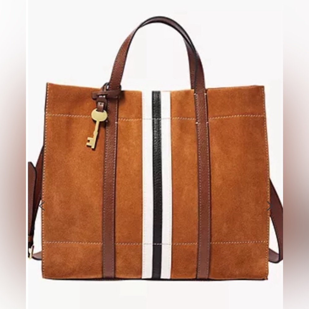 FOSSIL Carmen Shopper Shoulder & Crossbody Strap Included - Caramel Color - Picture 2 of 14